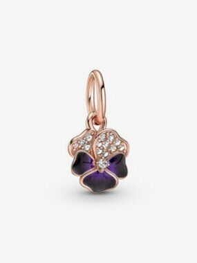 Pandora Deep Purple Pansy Flower Dangle Charm